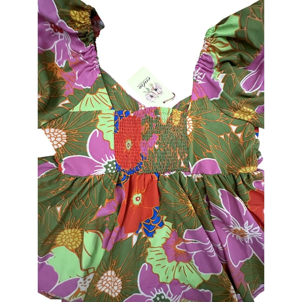 Entro Women's Vivian V-Neck Bubble Sleeve Top Medium Floral NWT - Picture 7 of 9